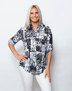 Sno Skins Crinkle Button Down Blouse