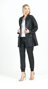 Clara Liquid Leather Utility Jacket W/Drawstring Waist