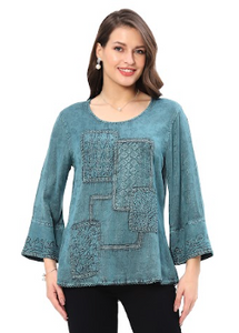 Parsley Scoop Neck Patch Top