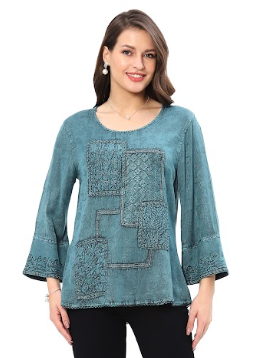 Parsley Scoop Neck Patch Top