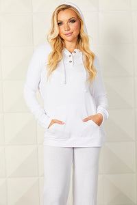 French K Hoodie Button Top W/Pocket