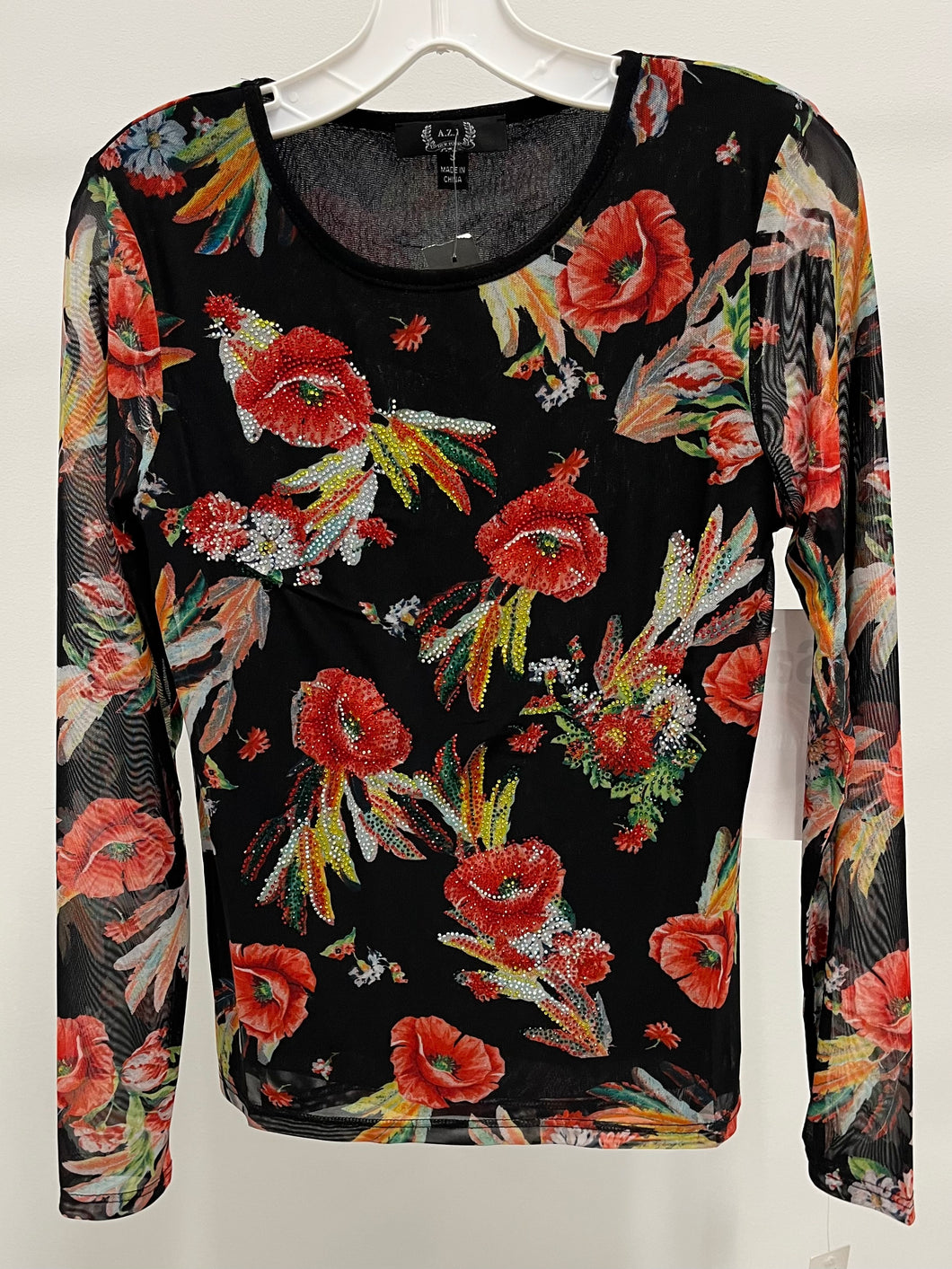AZI Floral Sparkle Top