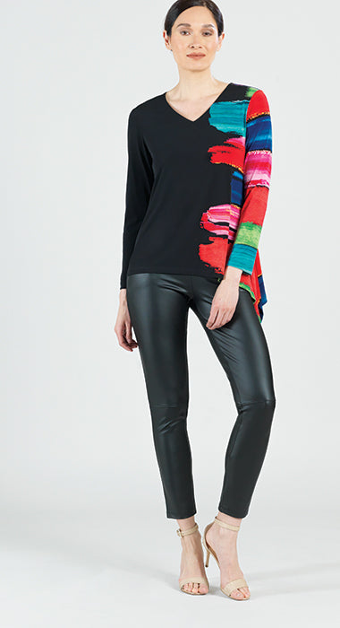 Clara Multi Color Side Print V Neck Angle Top