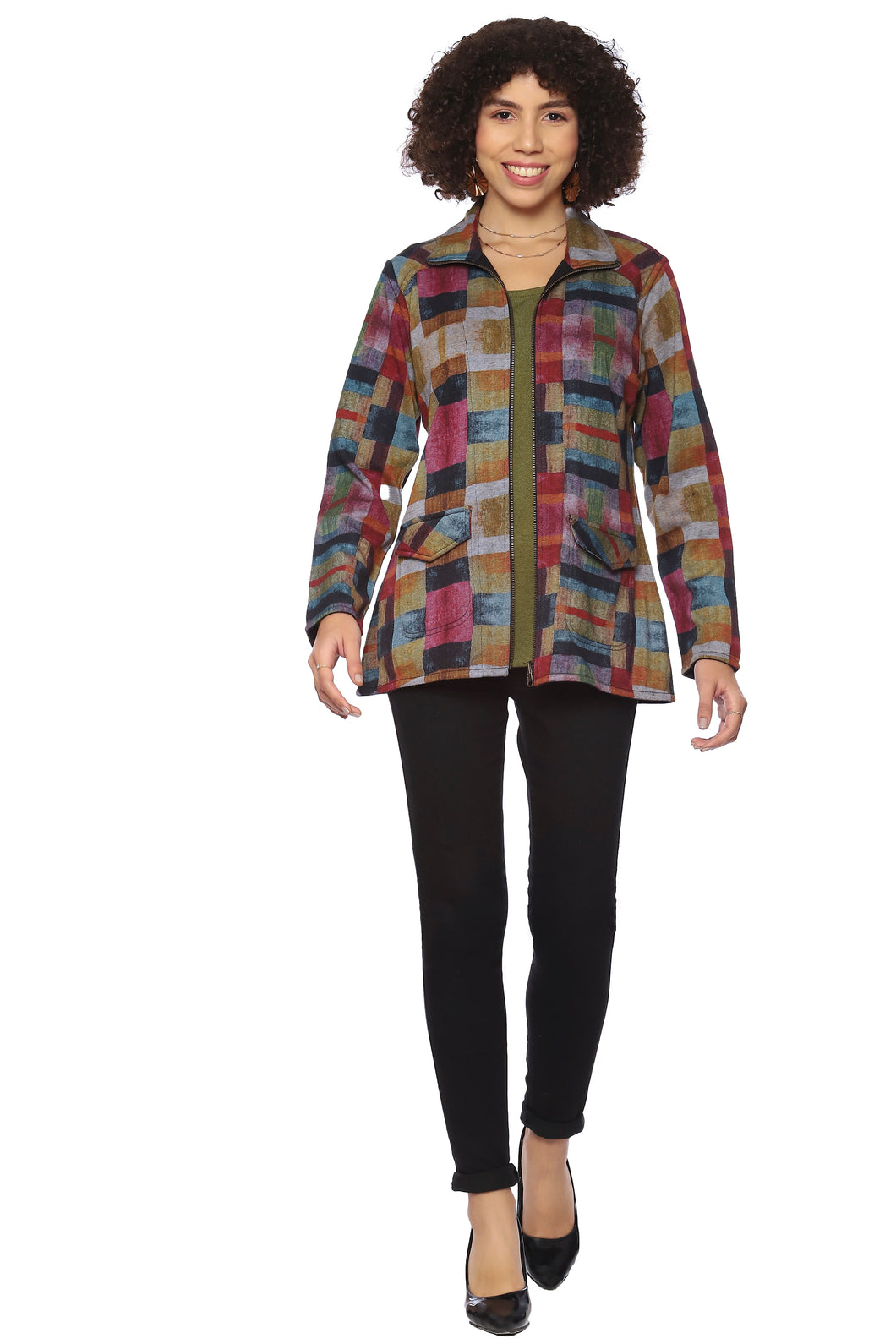 23W254E26 9/1 J23 PARSLEY REVERSIBLE ZIP CHECK JACKET