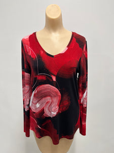 Claire D V Neck Geo Print Knit Top