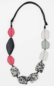Sylca Frosted Geo With Animal Print Necklace