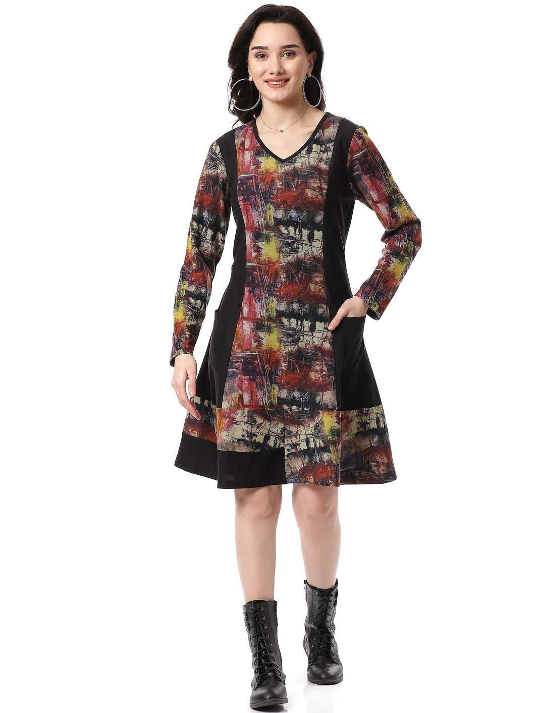 Parsley V Neck Panel Dress With Pockets