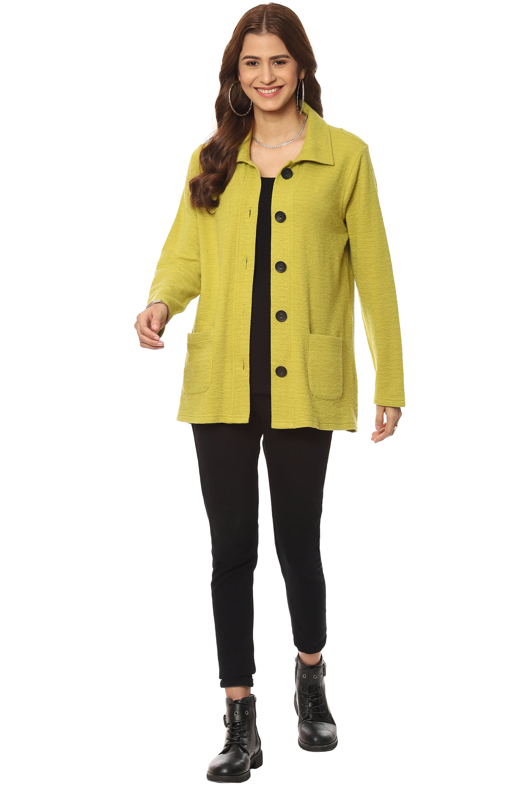 Parsley Solid Cotton Knit Blouse with Pockets