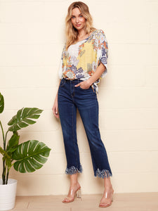 Charlie Wide Leg Fringed Hem Jean