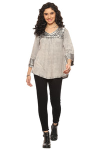 Parsley Embroidered Yoke Blouse