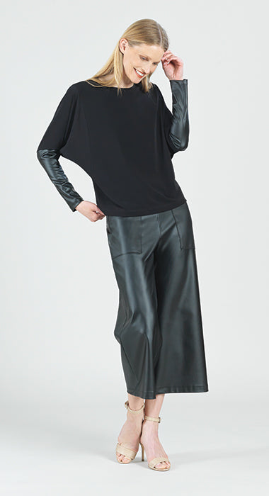 Clara Dolman Top With Liquid Leather Cuff