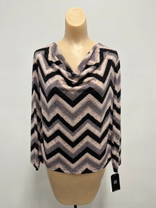 Clara Zig Zag Print Cowl Top W/Side Ruching