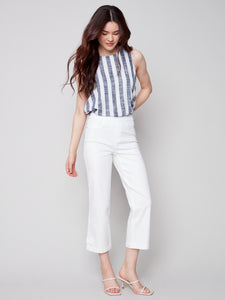 Charlie B Pull On Denim Pant W/Side Button Detail